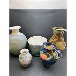 Collection of Studio pottery, including Syl and Ray Macro vase and jardiner etc 