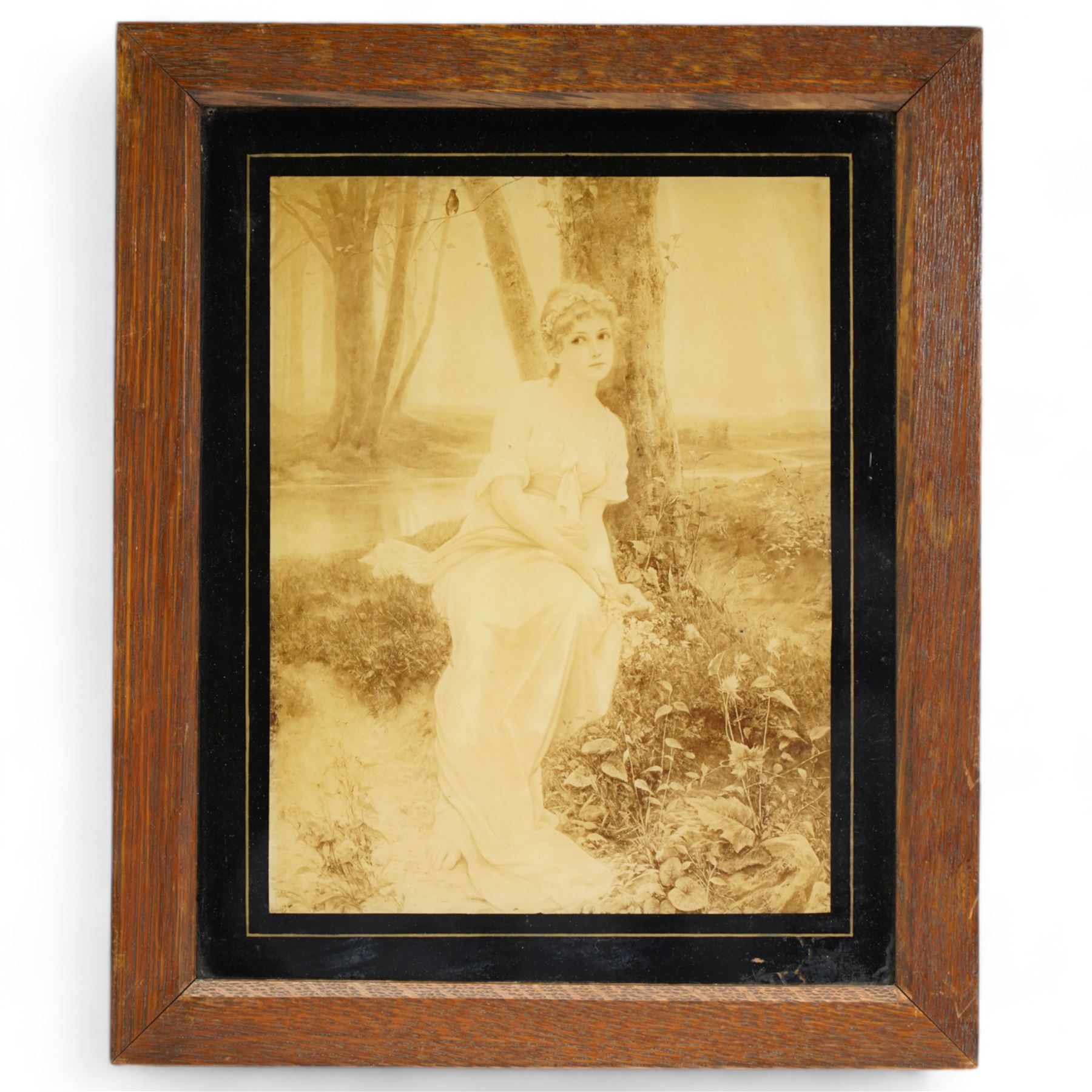 Pair of 20th century crystoleum pictures, Voices of Fairyland after Baron Cuno von Bodenhausen, and another similar, in oak frames, 35cm x 30cm overall (2)