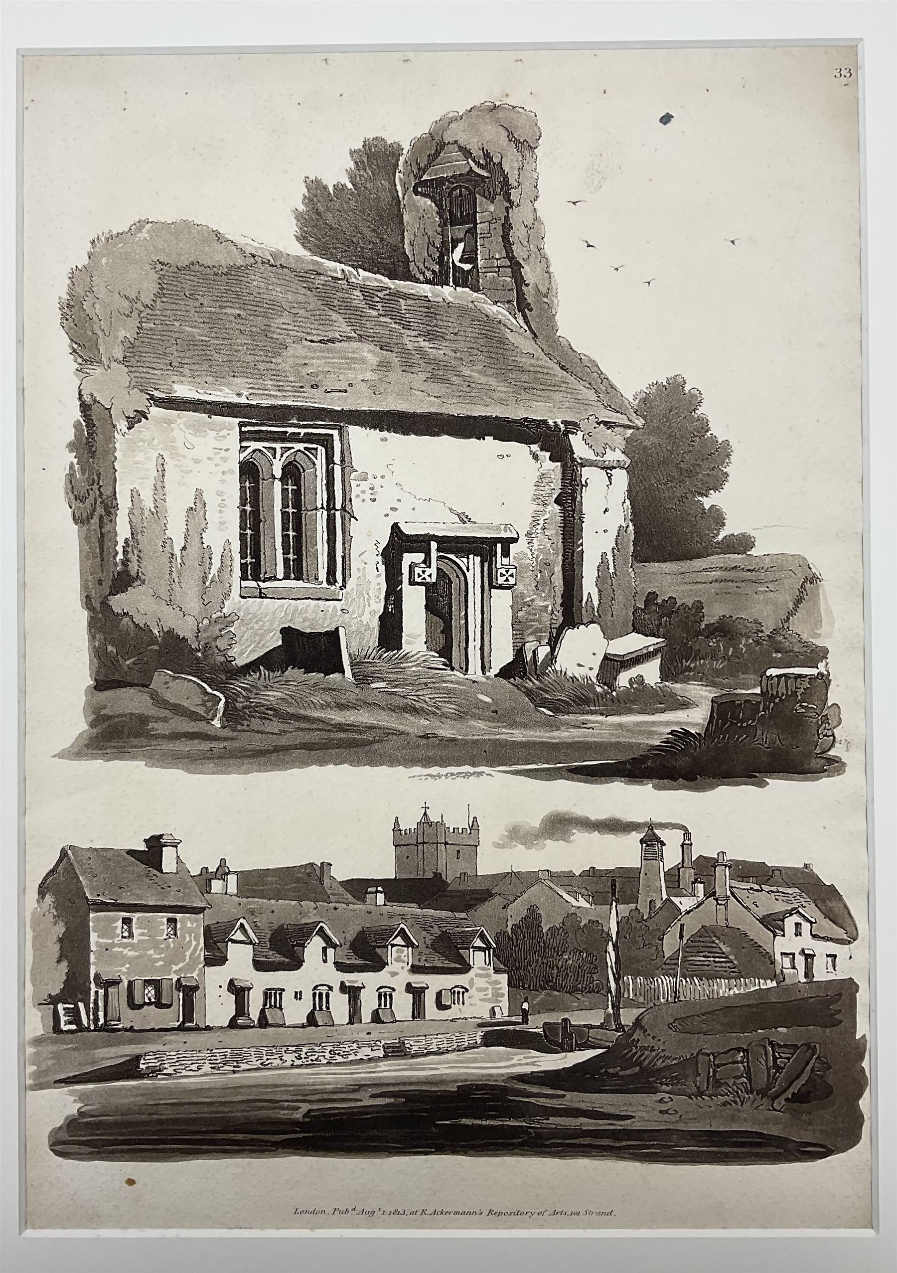 Samuel Prout (British 1783-1852): 'Rudiments of Landscape in Progressive Studies. Drawn, and Etched in Imitation of Chalk', collection of soft ground etchings pub. Rudolph Ackermann c.1813, each 36.5cm x 26cm, each mounted and bound in two bespoke folios