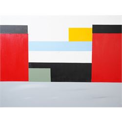 Iain Morris (British Contemporary) after Piet Mondrian (Dutch 1872-1944): Abstracts, triptych acrylics on canvas, signed and dated '15 - '17 verso 102cm x 76cm (3)