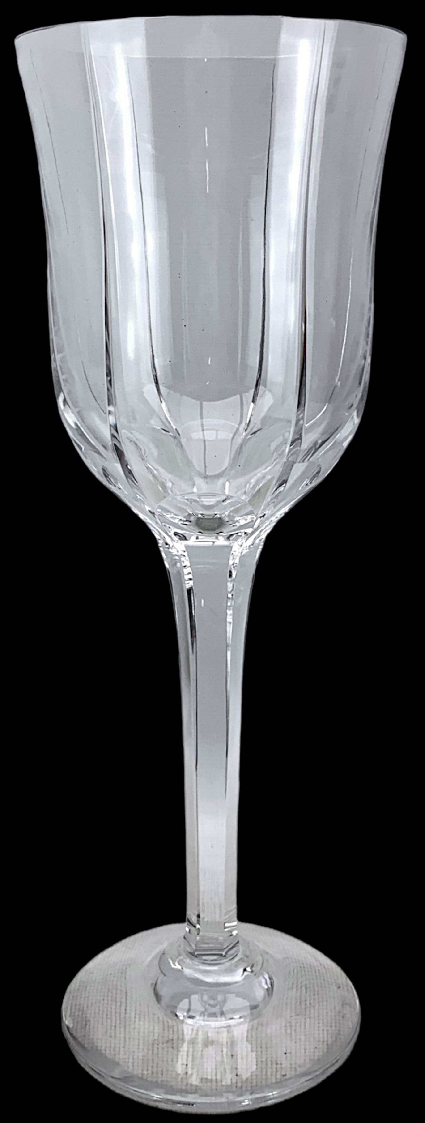 Large heavy cut glass advertising or display wine glass, having faceted stem and slightly domed foot, H60cm 