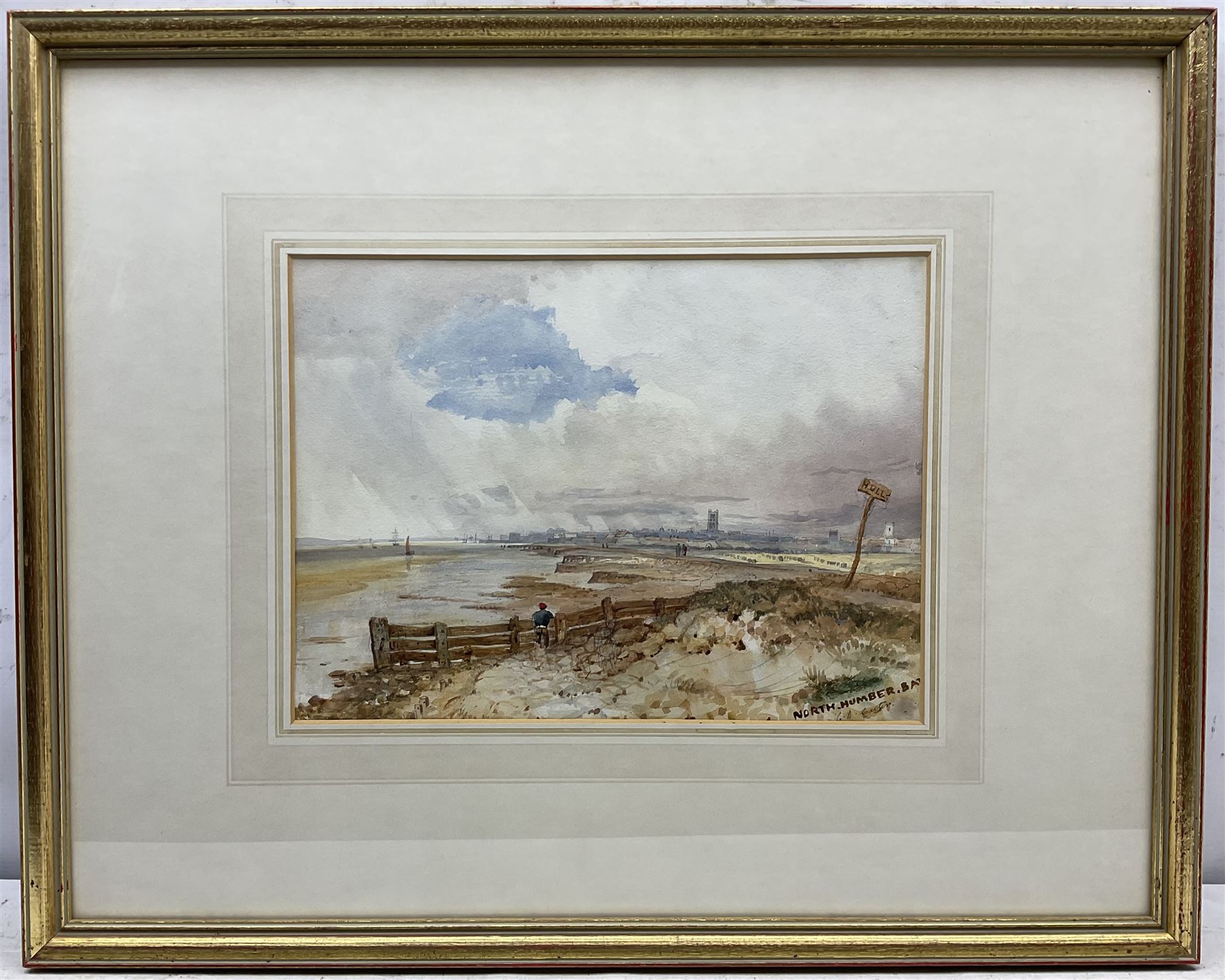 Henry Barlow Carter (British 1804-1868): 'North Humber Bank' view towards 'Hull' and Holy Trinity Church in the distance, watercolour over pencil signed, Humber title in a later hand 26cm x 35cm
Provenance: with Sanders of Oxford; ex cols. A W Neele, A A & A C Haley and W A Meek KC, labels verso