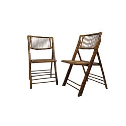 Mid-20th century bamboo framed folding chairs