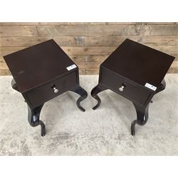 Pair of rosewood finish bedside chests