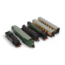 Four Hornby Dublo locomotives, including 3232 Co-Co Diesel Electric locomotive, together w...