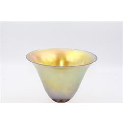 WMF Myra Crystal iridescent glass vase, of goblet form with fluted rim and golden lustre finish, H14.5cm