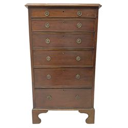 Georgian design mahogany pedestal chest, moulded rectangular top over six graduating cock-beaded drawers, on bracket feet