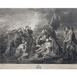 Theodor Falckeisen (Swiss 1768-1814) after Benjamin West (American/British 1738-1820): 'The Death of General Wolfe', 18th century engraving and etching pub. c.1776, 46cm x 58cm