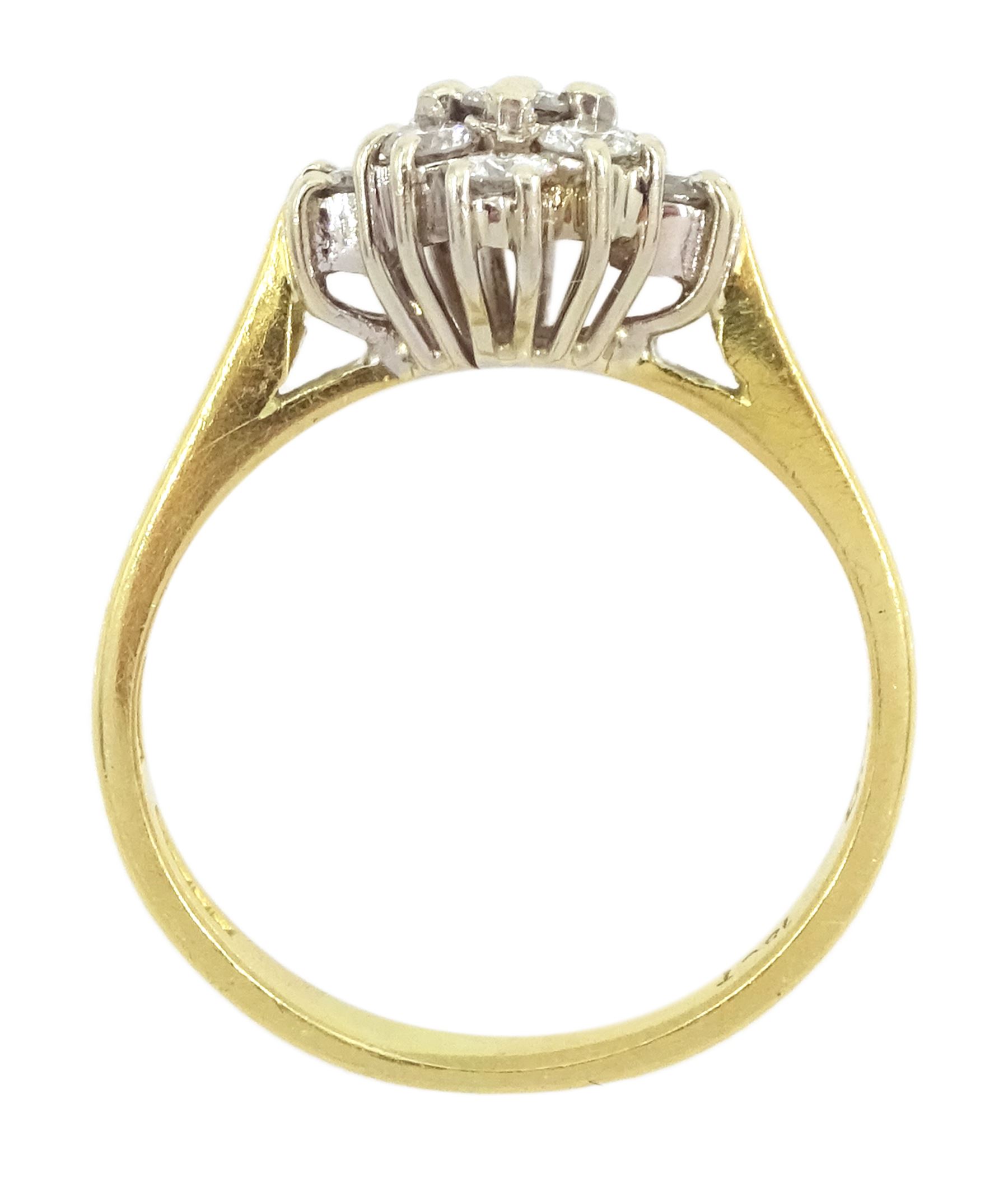 18ct gold nine stone round brilliant cut diamond cluster ring, Birmingham 1989, total diamond weight approx 0.65 carat