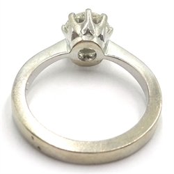 18ct white gold single stone brilliant cut diamond ring hallmarked London 1991 approx 1.36 carat  