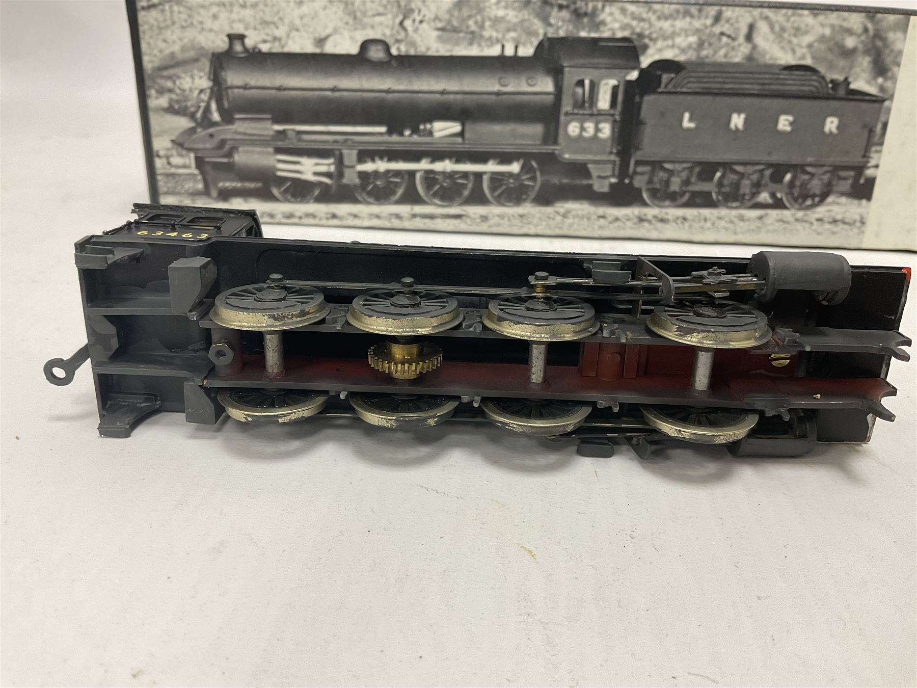 DJH Models ‘00’ gauge - kit built NER/LNER/BR Q7 Class 0-8-0 no.63463 steam locomotive and tender in BR black; with original box 