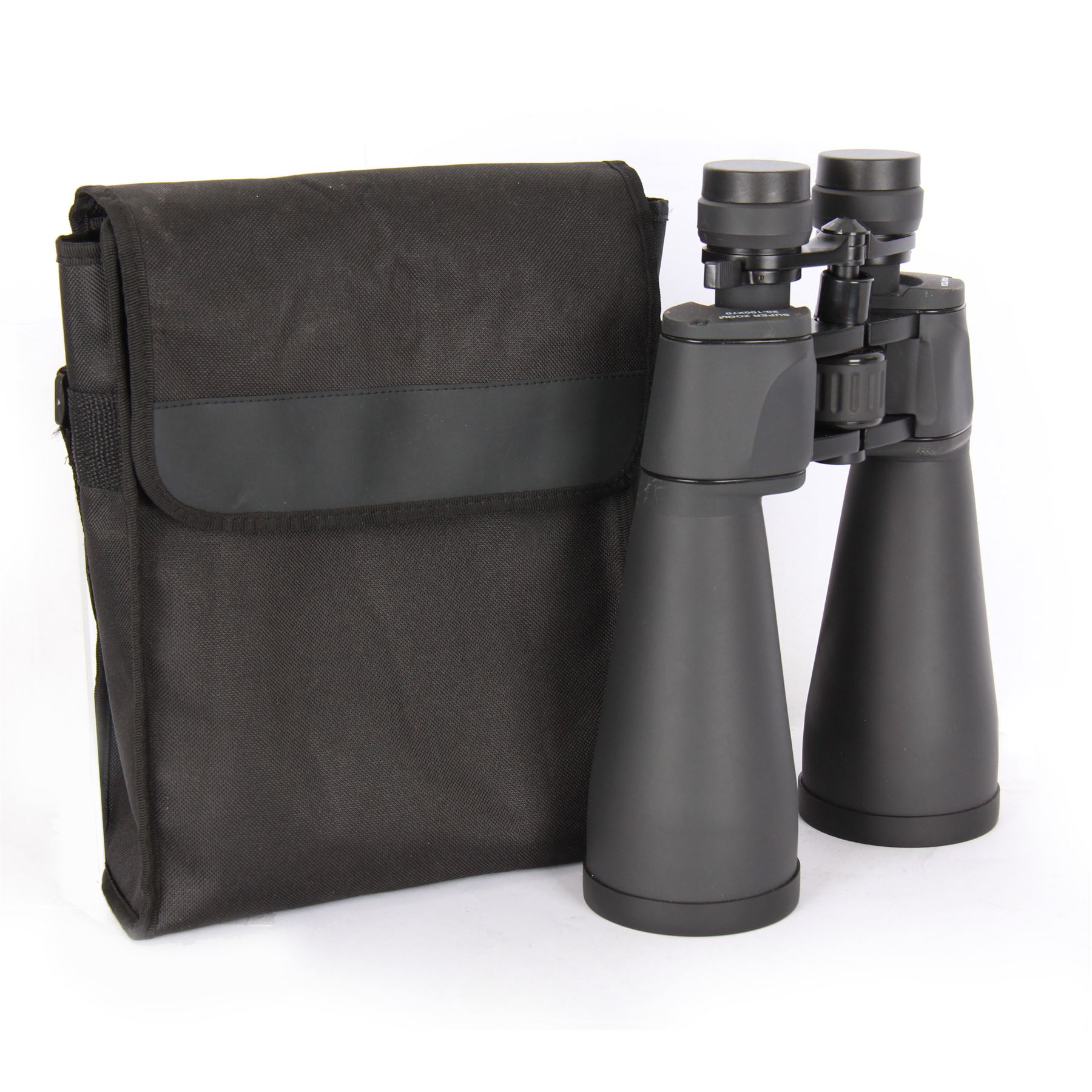 Praktica Super Zoom 20-100x70 binoculars, with lens caps, in soft carry case