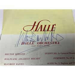 Sir John Barbirolli, signed Halle Orchestra programme Tuesday 26th May 1959