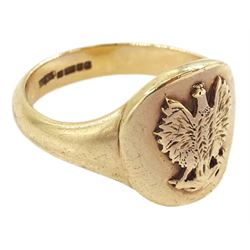 9ct gold Polish Eagle signet ring, London 1989