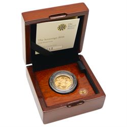 Queen Elizabeth II 2016 gold proof full sovereign coin, cased with certificate