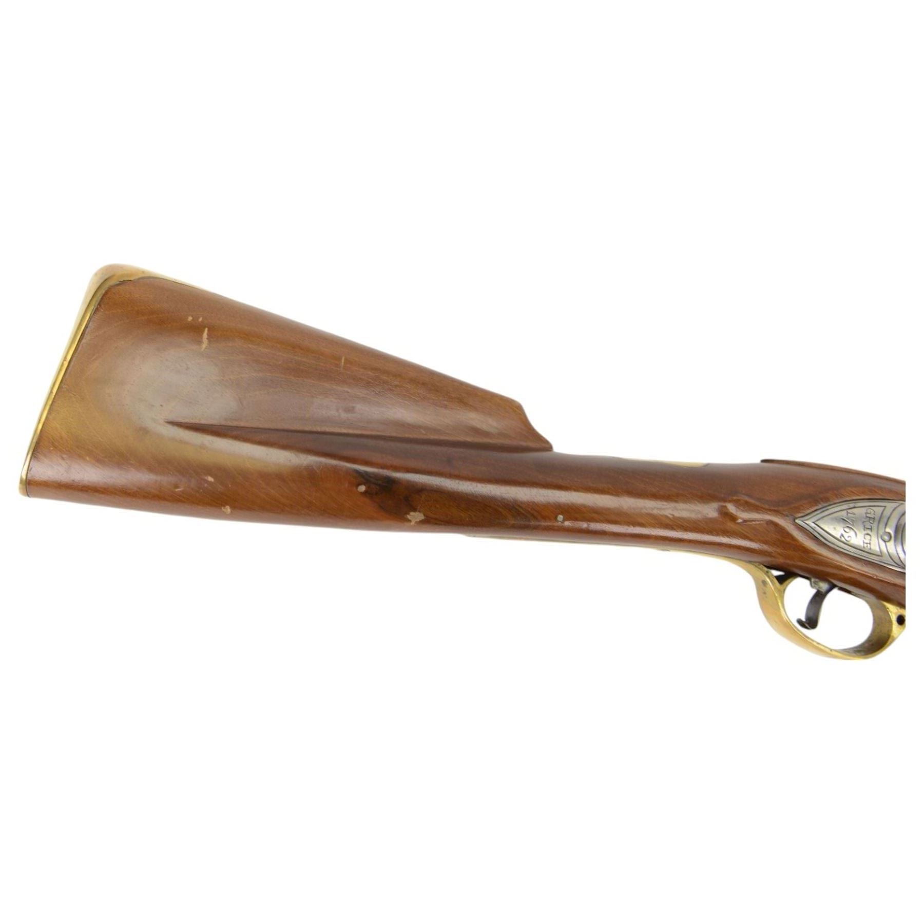 SHOTGUN CERTIFICATE REQUIRED - Pedersoli Brown Bess Flintlock Musket, .75 calibre, the 106cm steel barrel, the lock plate marked GRICE 1762 and with crowned GR, walnut full stock with ramrod under, overall L148cm, serial no. 5135