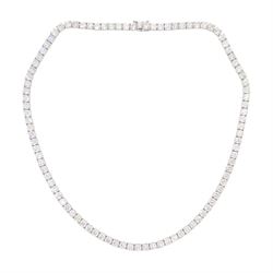 18ct white gold round brilliant cut diamond necklace, stamped 18K, total diamond weight ap...