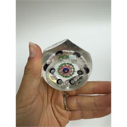 Clichy glass Millefiori paperweight of hexagonal faceted form, H5cm