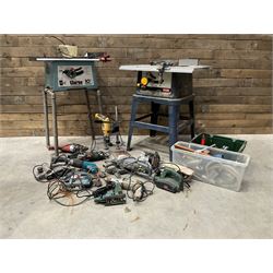 Ryobi table saw, Clarke table saw and a collection of power tools