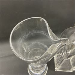 Orrefors glass decanter, singed to base, together Tudor Crystal martini pitcher with air twist, decanter H30cm 