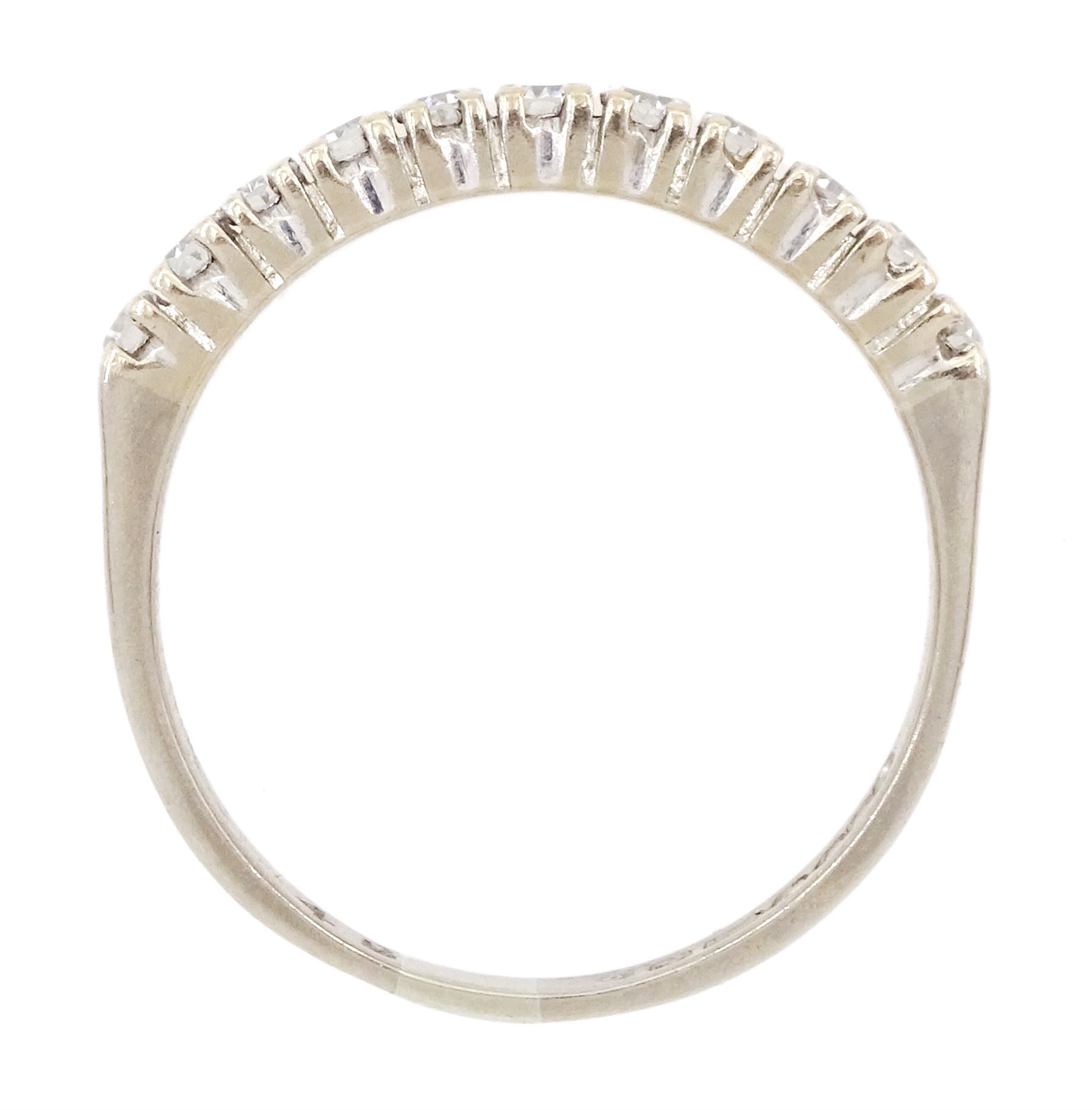 18ct white gold round cut diamond half eternity ring, Birmingham 1965, total diamond weight approx 0.35 carat 