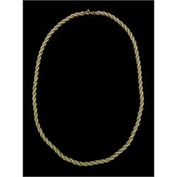 9ct white and yellow gold rope twist chain necklace, London import mark 1977