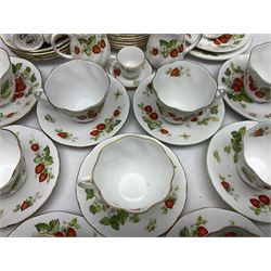 Ringtons and Queen's China Virginia Strawberry pattern teawares, including teacups, saucers, milk jugs, sugar bowls, etc