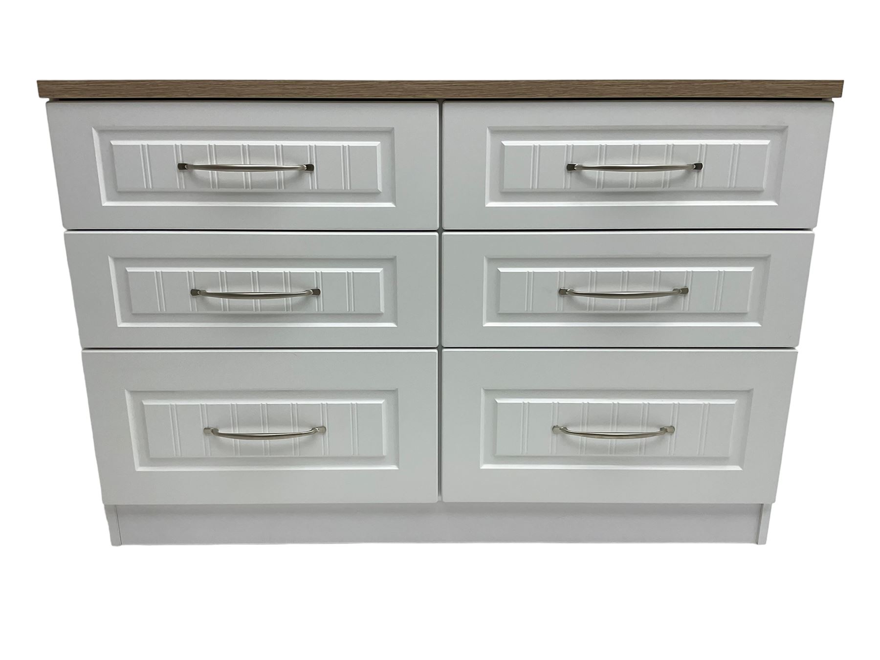 Oak and white finish six drawer chest 