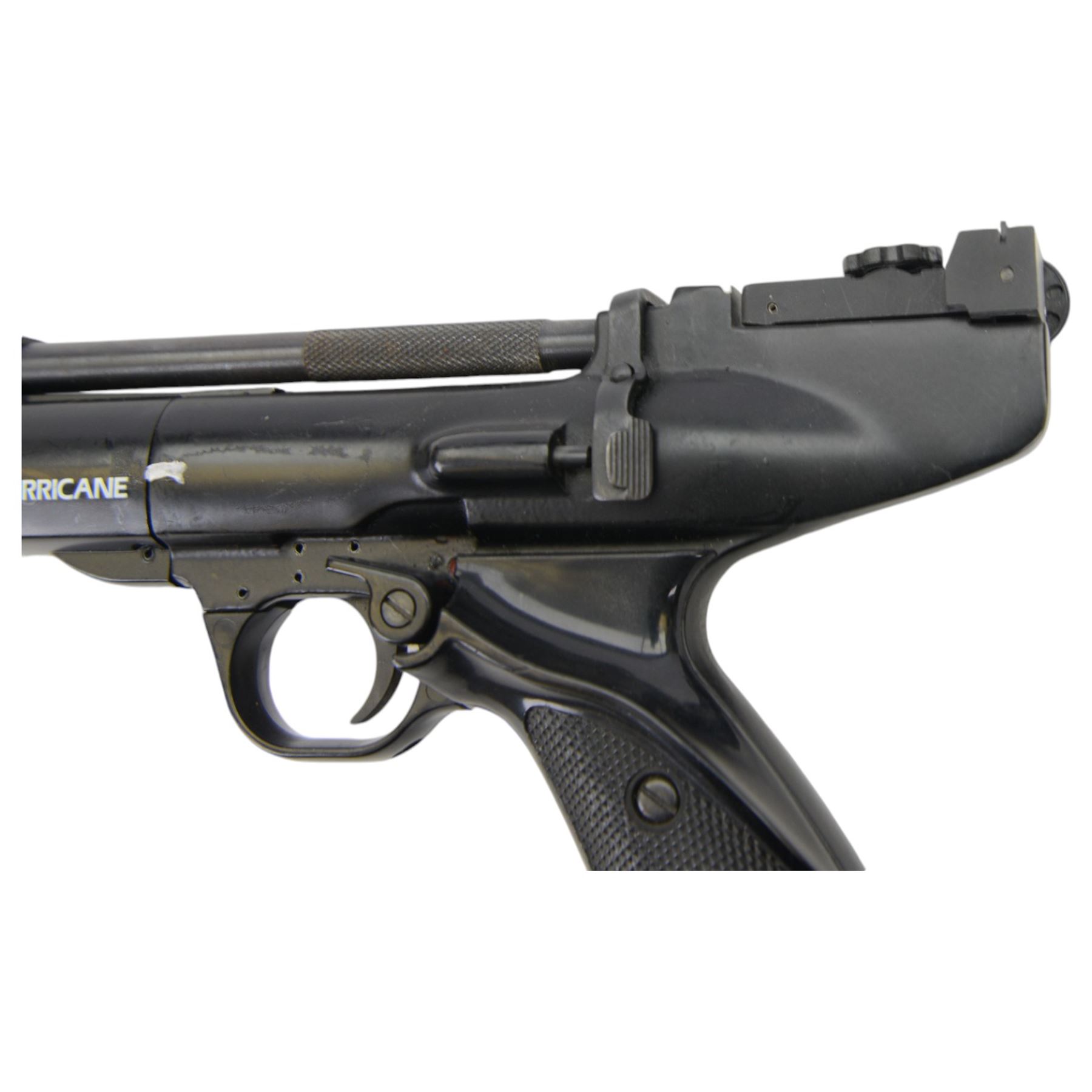 Webley Hurricane .22- 5.6 air pistol, black with checkered grip