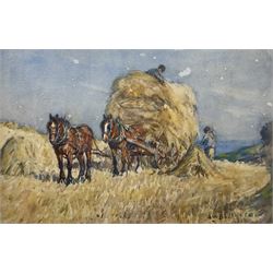 James William Booth (Staithes Group 1867-1953): Harvest Time, watercolour signed and dated...