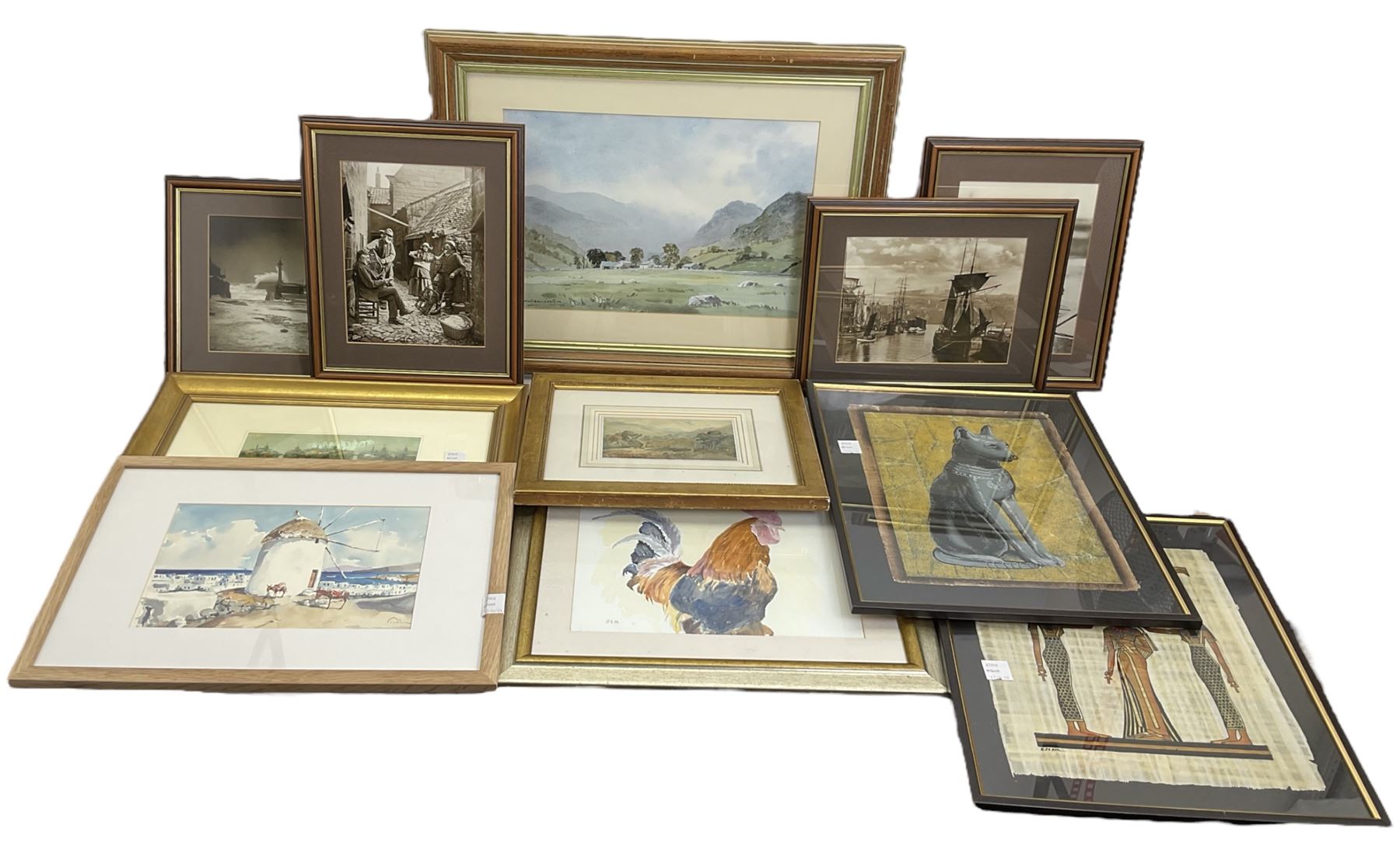 Collection of watercolours variously signed together with a set of Frank Meadow Sutcliff photographs etc (11)