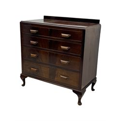 Early 20th century walnut chest, fitted with four long drawers, on cabriole feet 