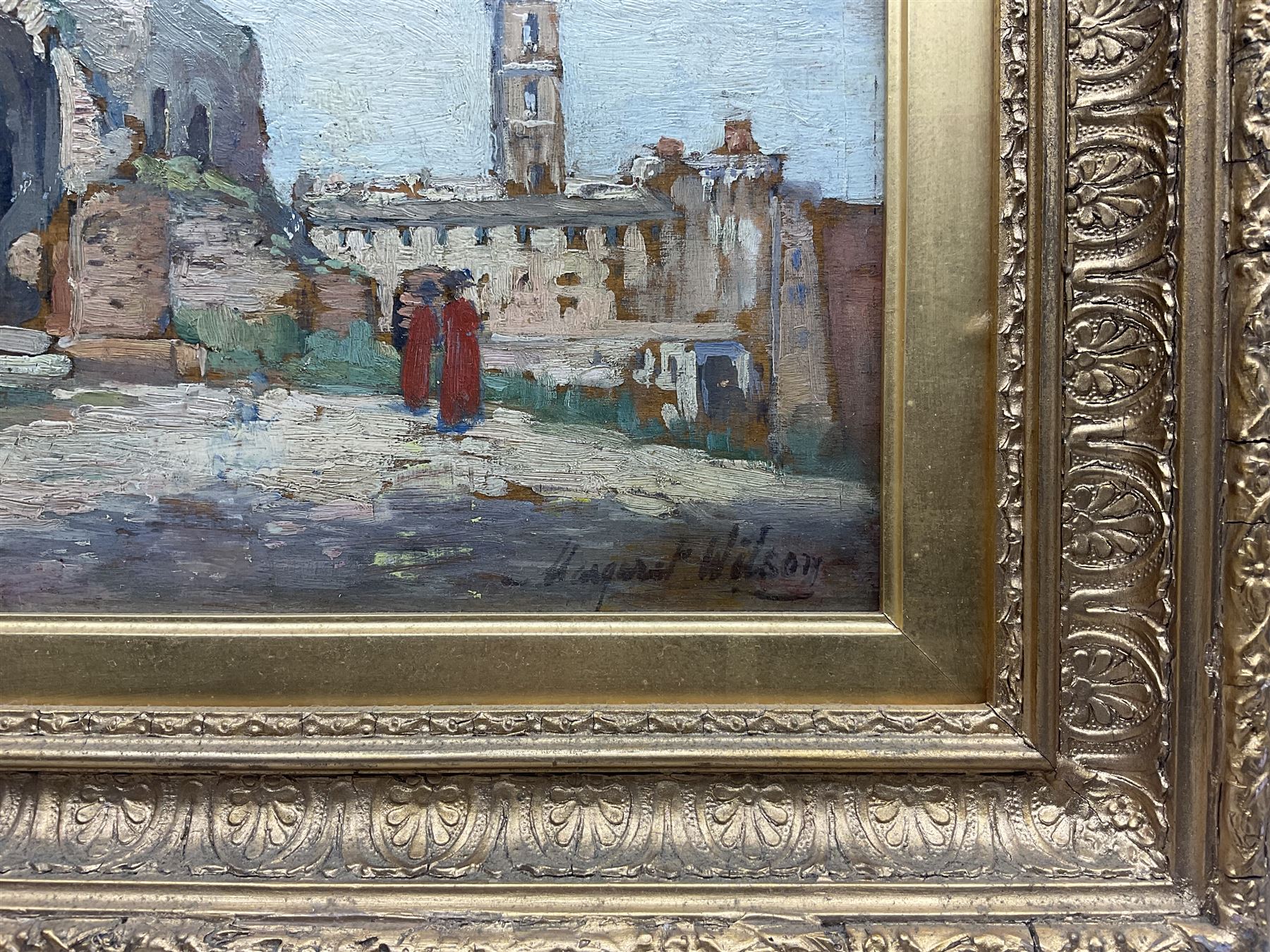 Margaret Thomson Wilson (Scottish 1864-1912): The Forum - Rome, oil on board signed, labelled verso 17cm x 24cm