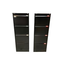 Pair of Bisley four drawer filing cabinets in black with sleeves  - THIS LOT IS TO BE COLLECTED BY APPOINTMENT FROM DUGGLEBY STORAGE, GREAT HILL, EASTFIELD, SCARBOROUGH, YO11 3TX
