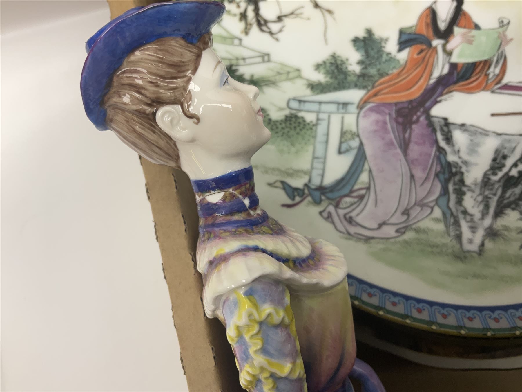 Minton Vanessa footed bowl, together with two Coalport figures, various collectors plates etc 