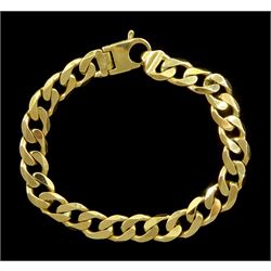 9ct gold flattened curb link chain bracelet, hallmarked