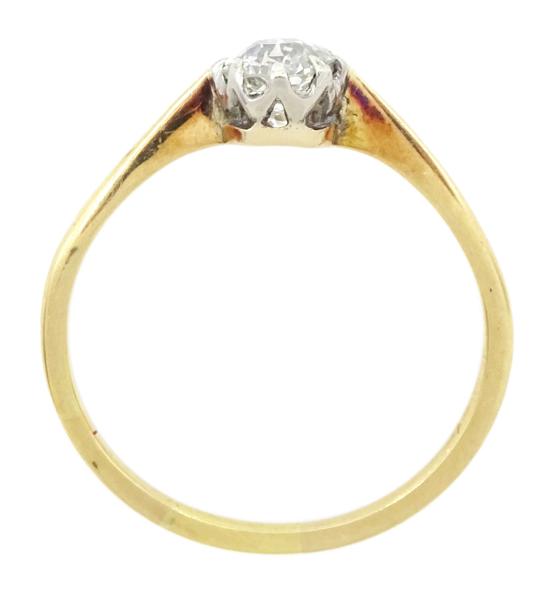 Early 20th century gold single stone old cut diamond ring, diamond approx 0.35 carat