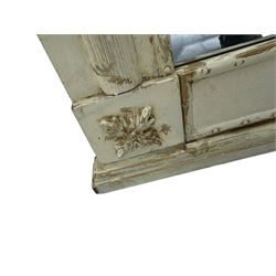 French style white painted pier glass mirror, decorated with scrolled acanthus leaf and anthemion mounts, bevelled mirror plate 