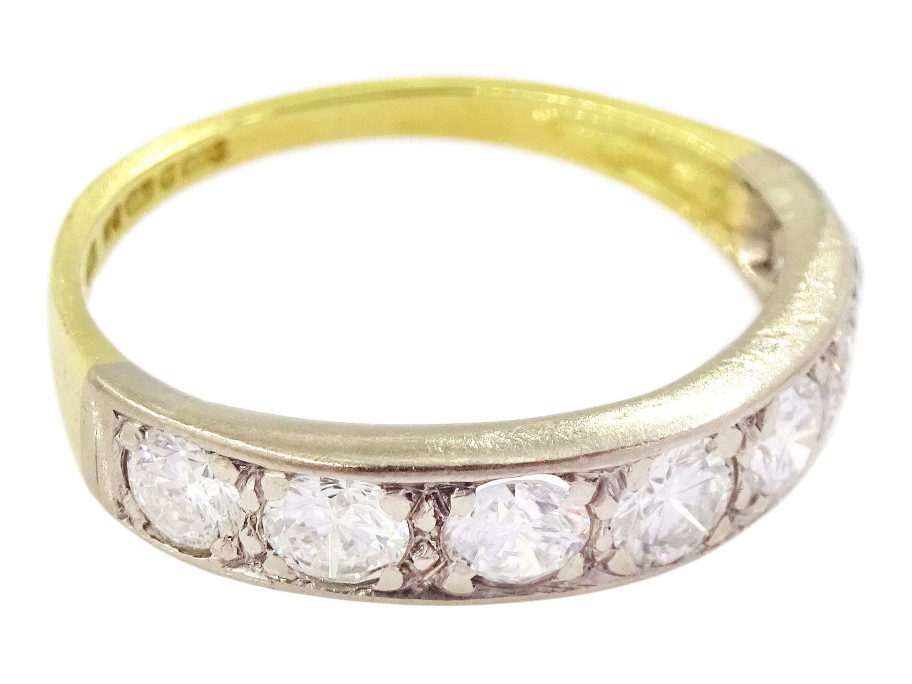 18ct gold seven stone round brilliant cut diamond half eternity ring, London 1991, total diamond weight approx 1.15 carat