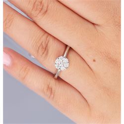 18ct white gold pave set round brilliant cut diamond cluster ring, total diamond weight approx 0.50 carat