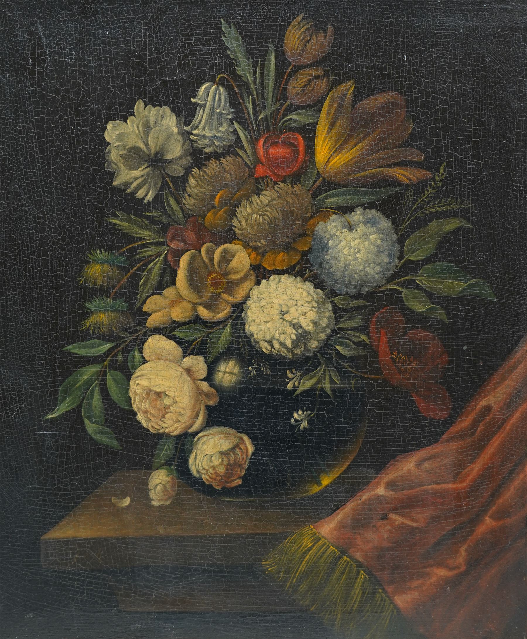 Dutch School (19th century): Still Life of Flowers in a Vase, oil on board unsigned 41cm x 35cm