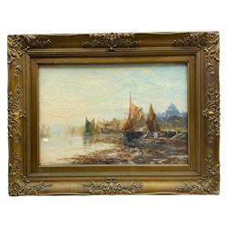 English School (Early 20th century): Boats in an Estuary, oil on board unsigned 32cm x 47cm