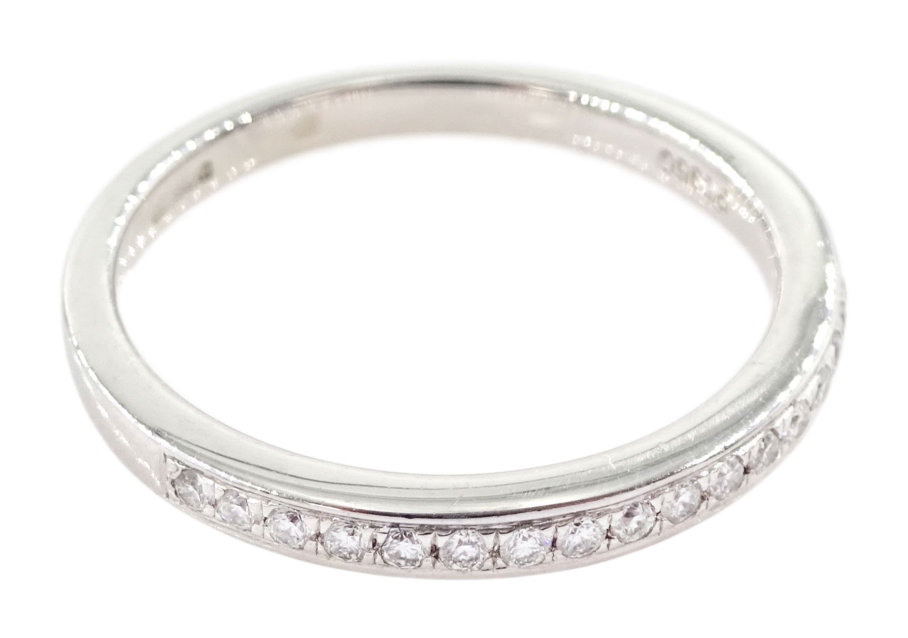 Platinum channel set round brilliant cut diamond half eternity ring, hallmarked