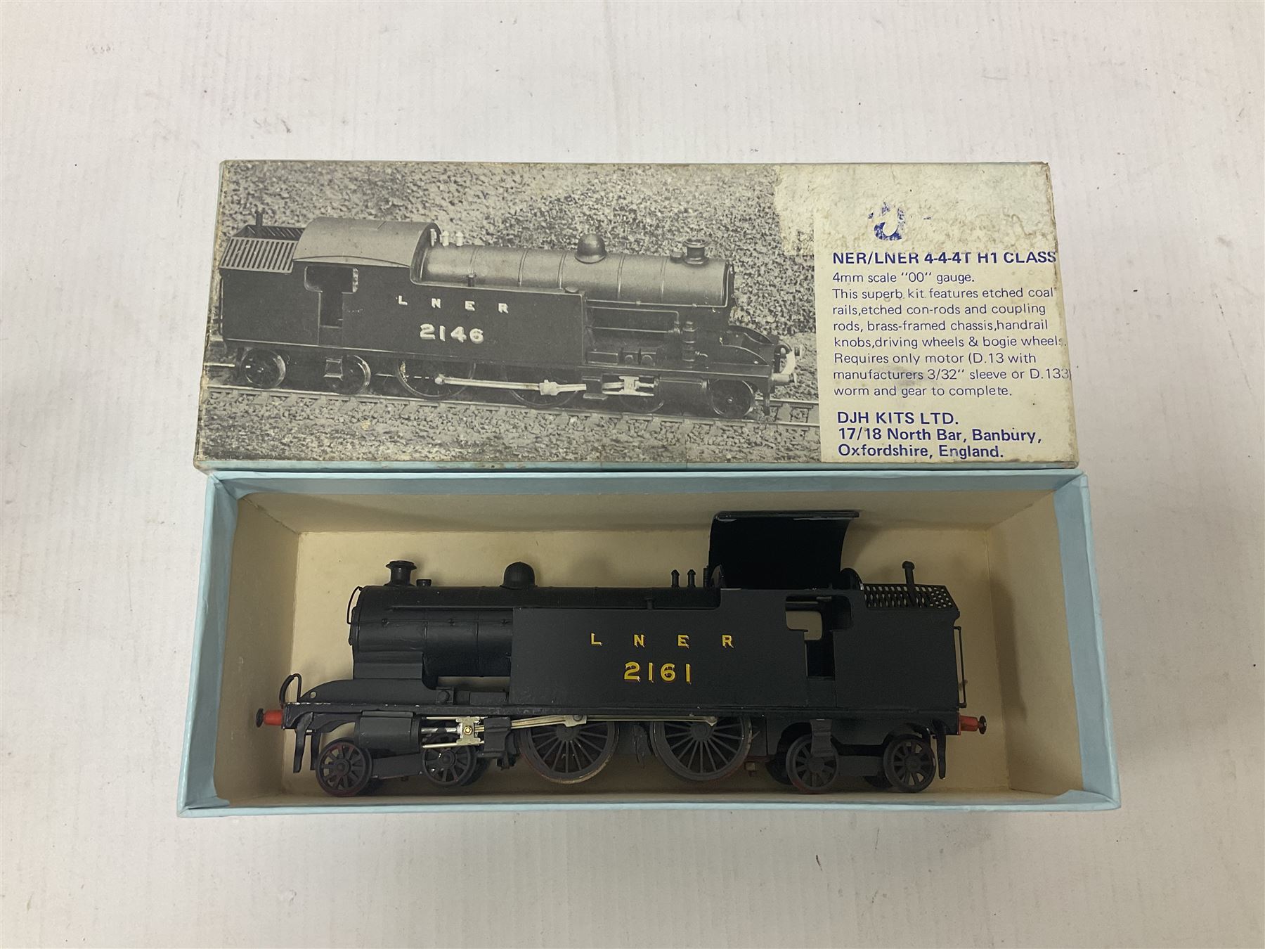 ‘00’ gauge - kit built NER/LNER H1 Class 4-4-4T steam locomotive no.2161 finished in LNER black with DJH Models box; together with a further kit built 4-4-2T steam locomotive no.2146 finished in LNER black (2)