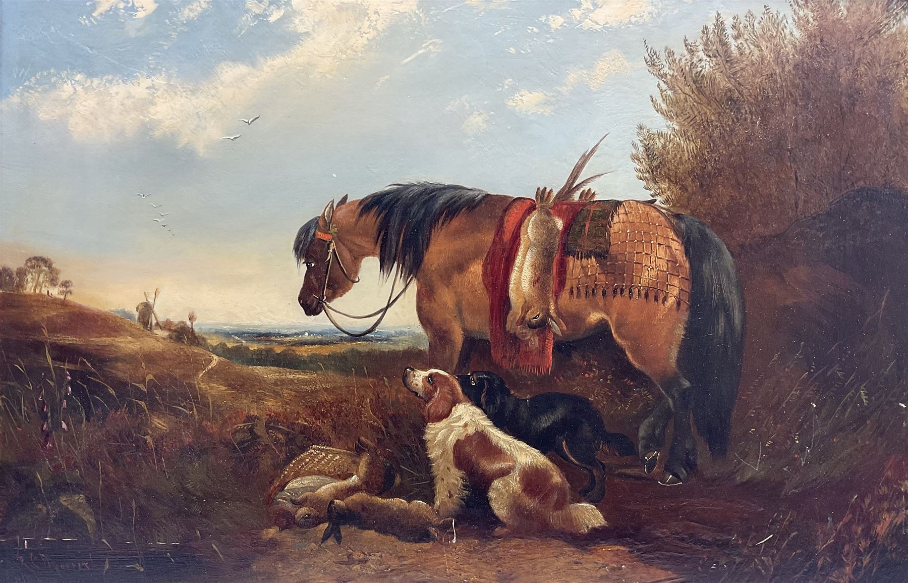 James Charles Morris (British fl.1851-1863): Pony and Spaniels with the Day's Bag, oil on canvas signed 40cm x 61cm 
Provenance: private collection, purchased David Duggleby Ltd 
14th September 2015 Lot 167