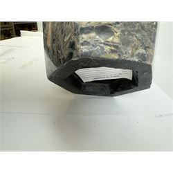 Marble mosaic vase, of hexagonal form, H45cm