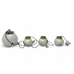 Mid-20th century Italian spherical opaque glass light fitting (D24cm); together with a set...