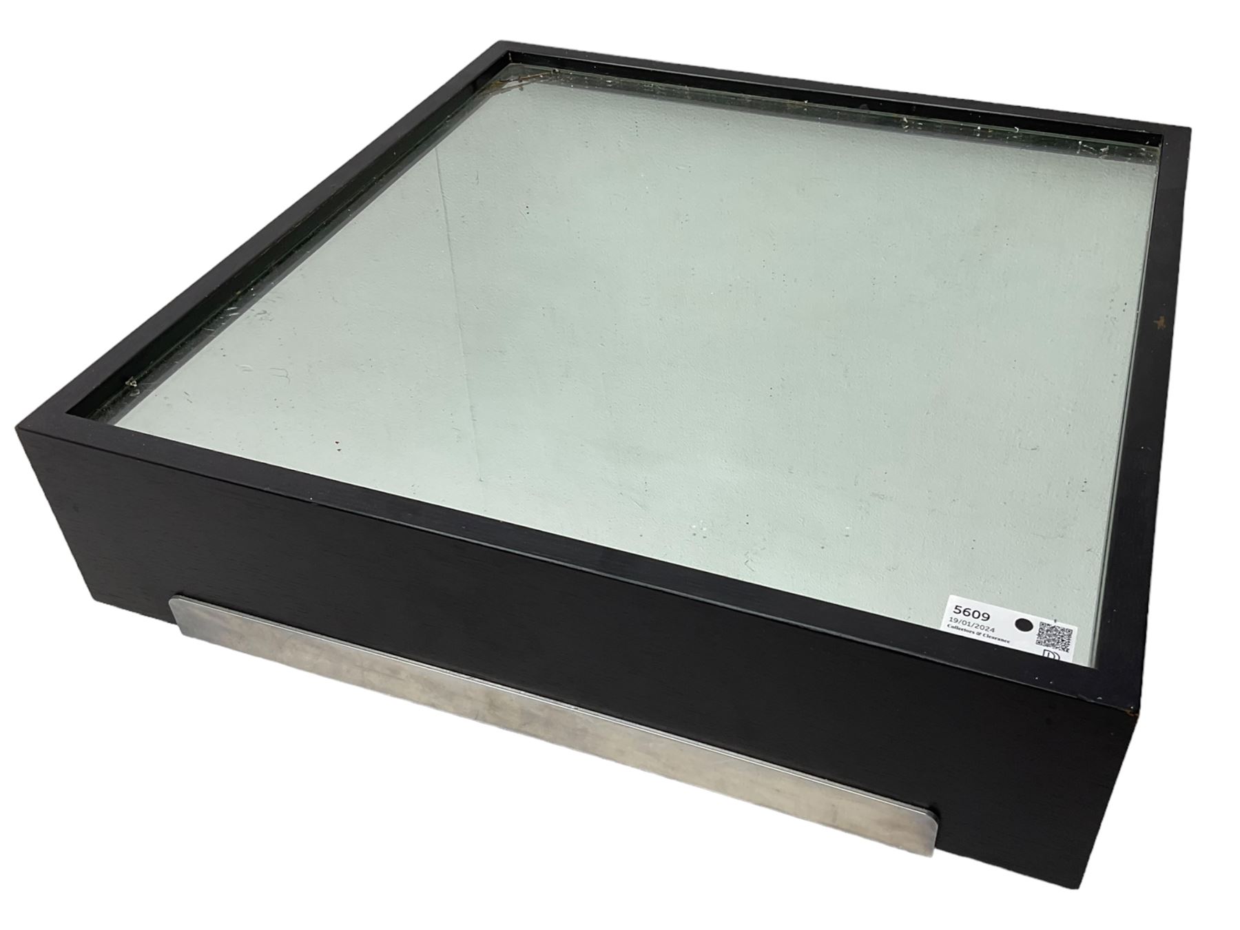 Contemporary black lacquered mirrored lamp or coffee table on castors 