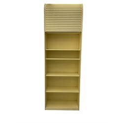 Aldo van den Nieuwelaar (1944-2010) for Pastoe - 'A'dammer' ribbed roller shutter cabinet, the interior fitted with shelves, in pale pastel yellow finish 