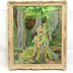 Joan Kisby (British 20th Century): Impressionist Forest Scenery, four large oils on board variously signed max 63cm x 49cm (4)